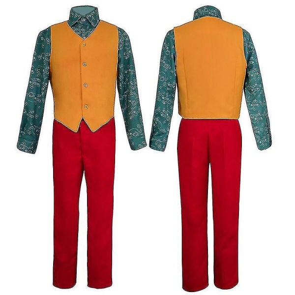 Clown Joker Costume Red Suit Jacket Pants Shirt Outfits Halloween Costumes For Kids Men Carnival Masquerade Party Joker Cosplay -a Adults L Suit and Mask