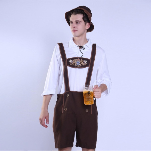 30 % rabatt på svarte tyske herre skinn Lederhosen Oktoberfest Shorts Bukser Bayerske for menn og gutter. Apricot XXL