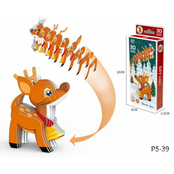 Mub- Stereo pussel 3D papper dinosaurie djur DIY jul tecknad modell leksaker 11