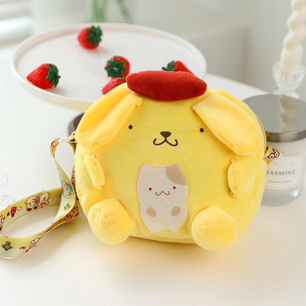 Mub - Søt tegnefilmveske Sanrio veske kulomi jenters crossbody-veske plysjleketøy Melody-dukke Handbag - Melody