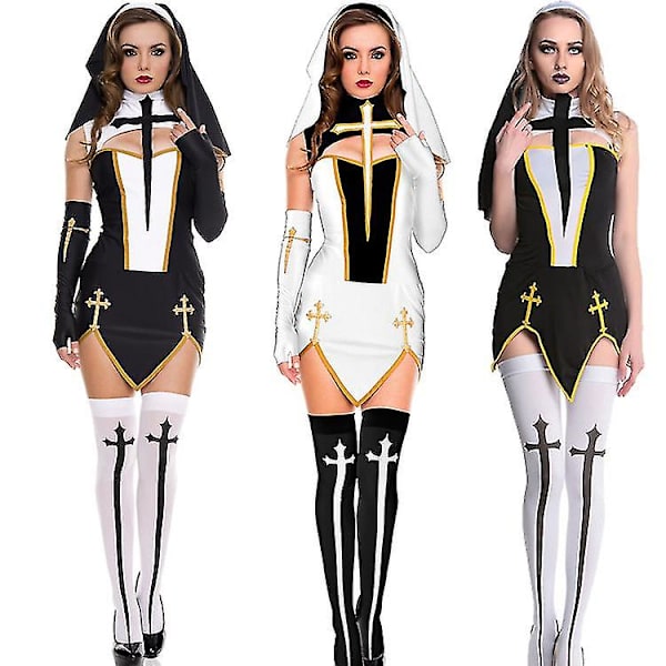 Naisten cosplay-asut Uudet nunna-asut -a white M