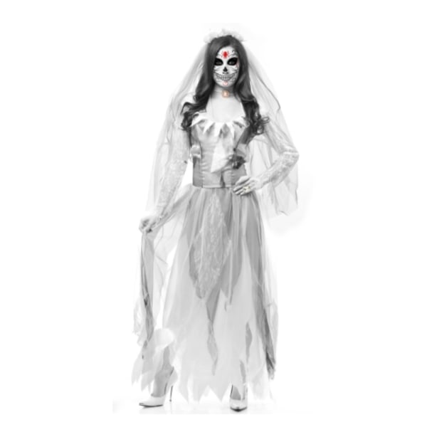 Naisten aavemorsian Halloween Cosplay -asu Finklänning white XL
