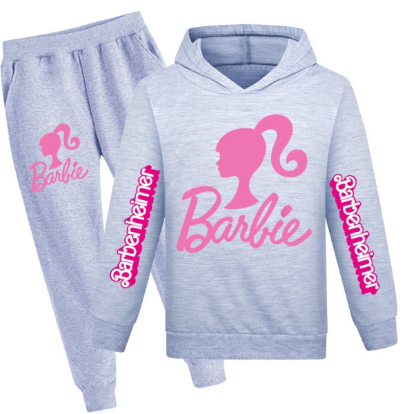 Mub- Barbie drenge og piger hættetrøje + casual bukser sæt Gray top + gray pants 140cm