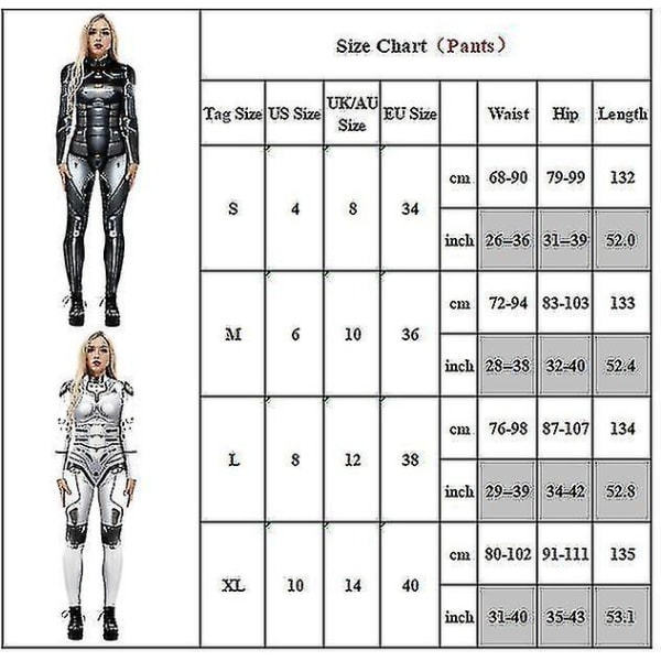 Halloween 3D Robot Trykt Cosplay Jumpsuit Karneval Fest Cyberpunk Playsuit Fancy Dress Kostume Kompatibel Kvinder Voksen -a Dark Grey S