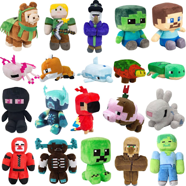 Xbi- Ny minecraft plyschleksak docka creeper rosa gris häst ender drake plysch leksak 15cm squid