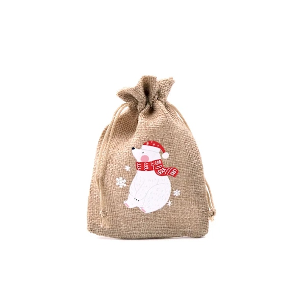 Mub- 10x14cm Julegaver Festdekorationer Julelinned Slikposer Med Snore Jute Burlap Gavepose Burlap Pose X2072 SD02-7