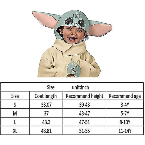 Julekostume til baby Yoda, mandalorian The Child Robe Coat Hat, Cosplay-kostume til børn -a M