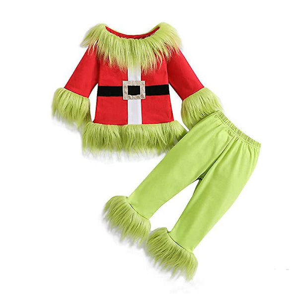 Kids Christmas Cosplay Green Monster Halloween Costumes -a 140cm