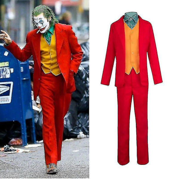 Clown Joker Costume Red Suit Jacket Pants Shirt Outfits Halloween Costumes For Kids Men Carnival Masquerade Party Joker Cosplay -a Adults XL Mask