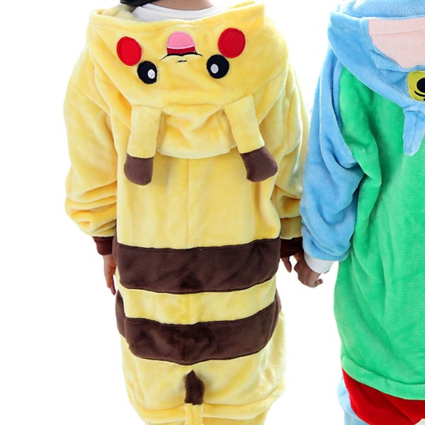 Perhe Halloween Cosplay-asu Eläin Keltainen Anime Pyjama Talvi Lämmin Piirretty Yöasu Yhteensopivat Vaatteet Äiti Lapsi Onesie Silver 3T