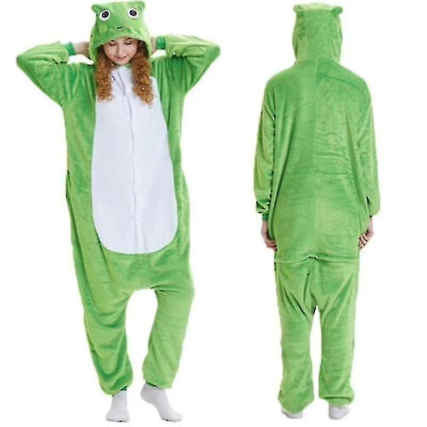 Unisex Vuxen Kigurumi djurkaraktärskostym Onesie Pyjamas Onepiece L Frog Green