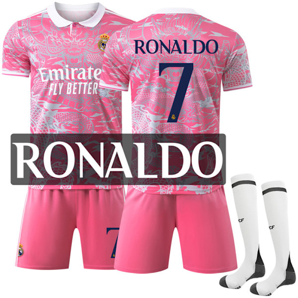 Xbi- 2425 Barnens Fotboll Tröja Träning Jersey Team Uniform Set Madrid Sportkläder Real Madrid Tröja 7 RONALDO 26