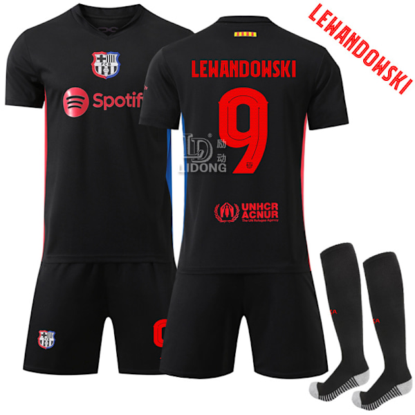 Xbi- 2425 Barcelona ude Champions League nummer skrift fodboldtrøje 9 LEWANDOWSKI #M