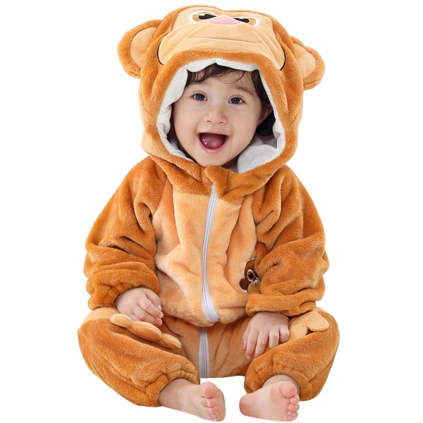 Mub- MICHLEY Make Your Own Design Children Flannel Rompers Boys Hooded Clothes One-piece Animal Baby Costume ASF8 80CM