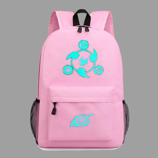 Ny Naruto skrivhjulöga lysende skolesekk koreansk ryggsekk pink
