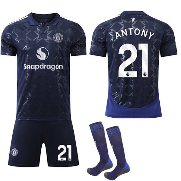 2024-2025 Manchester United Bortetrøye Barn Fotballdraktsett Nr. 21 ANTONY No.21 ANTONY XL