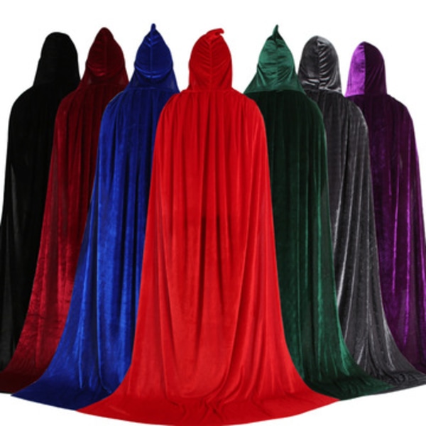 Mub- Factory OEM Customized Cosplay Hooded Cloak Long Velvet Cape Vampire Halloween Costume 3 130cm