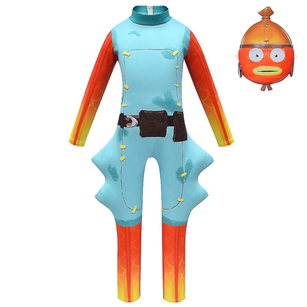 Halloween Barn Kostyme Tegneseriefisk Cos Jumpsuit Gutt Jul Bursdagsfest Fancy Karneval Kostymer Identitet Cosplay Fiskdrakt (med Hodeplagg) -a 140CM