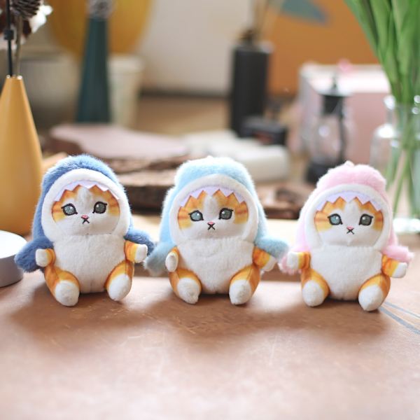 Cute Shark Cat Fried Shrimp Cat Plush Doll Pendant Car Bag Decoration Pendant Shark Cat Plush 3 12CM
