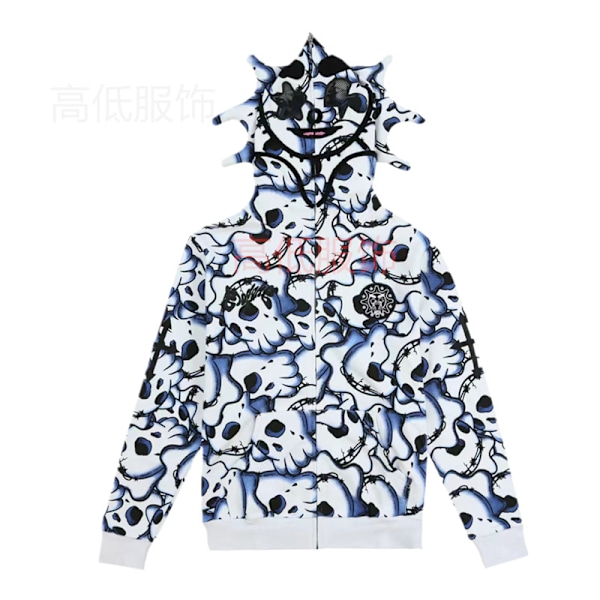 Mub- 2024 Ny Vår Och Höst Vinter 3D-tryckt Lös Dragkedja till Head Hoodie Jacka light gray M