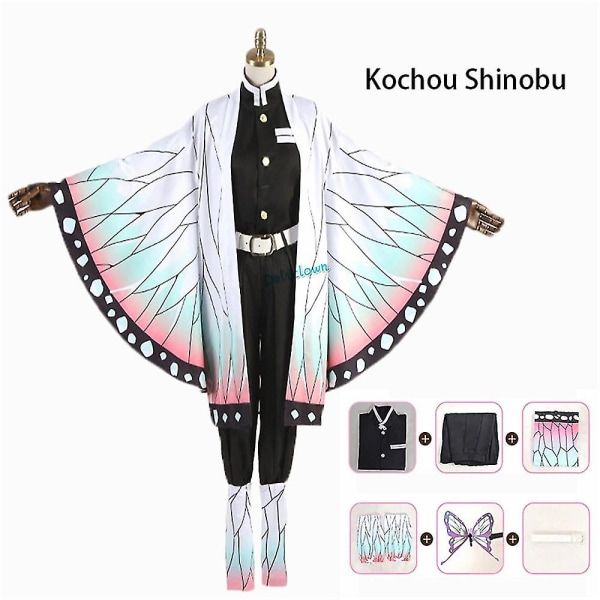 Anime Demon Slayer: Kimetsu No Yaiba Zenitsu Giyu Tanjirou Kamado Nezuko Cosplay Kvinder Børn Mænd Kimono Uniform Cosplay Kostume Høj Kvalitet -a Kochou Shinobu Kids 100