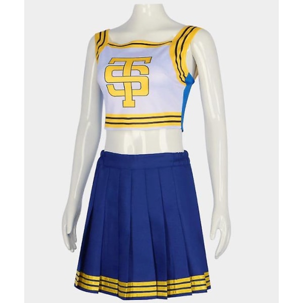 Blå cheerleader-kostyme for kvinner, Halloween søt cheerleader-uniform -a 3XL