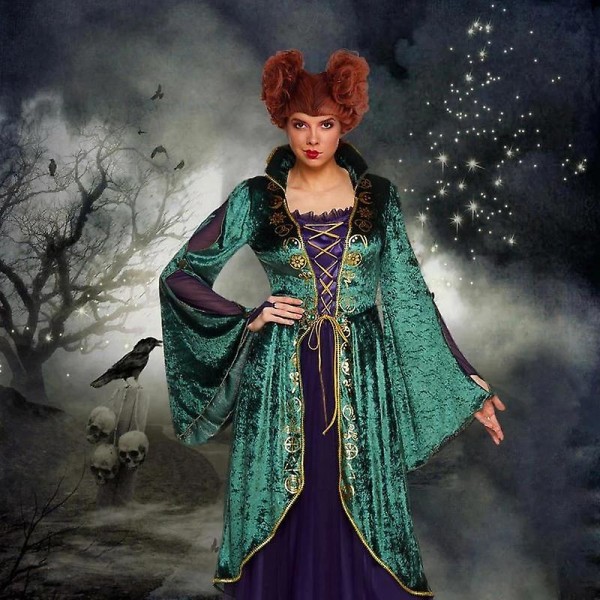 Women Hocus Pocus Winifred Sanderson Womens Cosplay Costume Dress Velvet Halloween Carnival Costumes For Adult Women S-3xl -a L