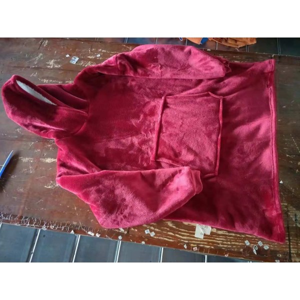 Mub- Barn-TV lat filt, varm pyjamas, tröjor, fleece med huva, morgonrockar hoodie filt red
