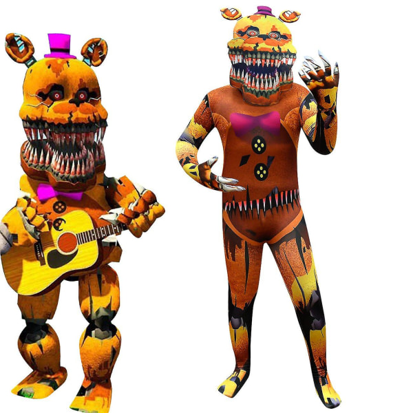Kids Party Clothes Five Nights Freddy Bear Cosplay Costume With Mask Boys Girls Bodysuit Halloween Fancy Jumpsuits -a 3 160