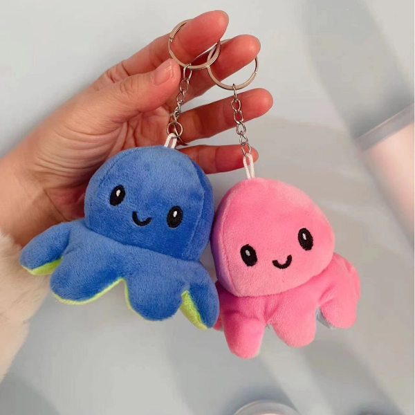 Mub- Flip blekksprut Blekksprut plysjleke Flip dukke Dobbeltsidig flip dukke Blekksprutdukke klutdukke Cyan-blue