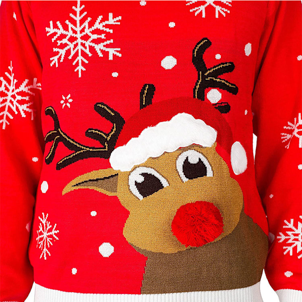 Mub- Höst och vinter ny jul älg vibe festlig casual stickad tröja red M