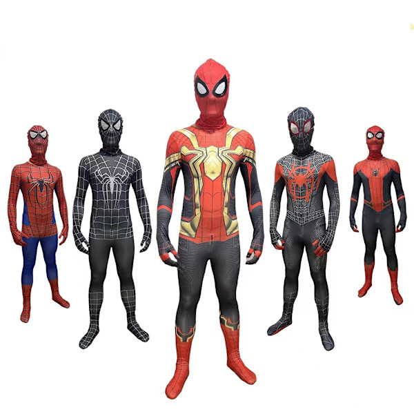 Mub- Halloween Cosplay-asu Uusin Hieno Hämähäkkimies Spiderman-asu Hieno Hyppyhaalari Aikuisille Ja Lapsille Punainen Musta Cosplay-vaatteet 04 170cm 4XL