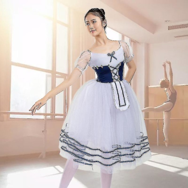 Professional Girls Ballet Tutu Dress Giselle Adulto Women Mesh Skirt Short Puff Sleeves Kids Dance Gymnastics Leotard Costumes High Quality -a M