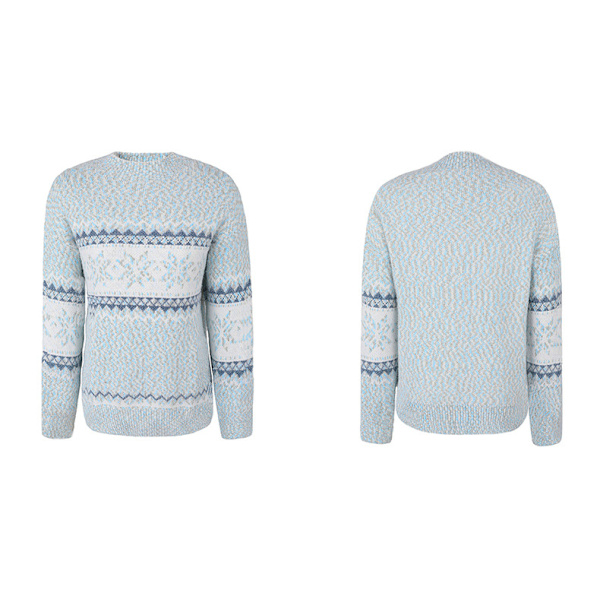 Mub- Julstickade plagg 2023 höst och vinter nya produkter halv polokrage snöflingetröja kvinnor grey XL