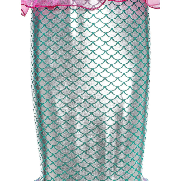 Little Girls Mermaid Princess Costume For Girls Dress Up Party With Gloves,crown Mace 3-10 Years -a Pink 3-4 Years