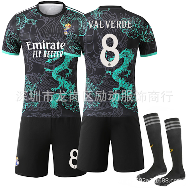 Xbi- 2526 Sort & Grøn Real Madrid Special Edition Drage Mønster fodbold 8 VALVERDE #S