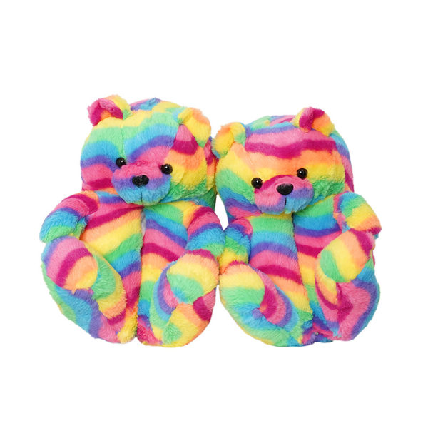 Mub- Teddy bear slipper Söta nallebjörn plyschtofflor för pojkar och flickor hem varma bomullstofflor Orange 36-41