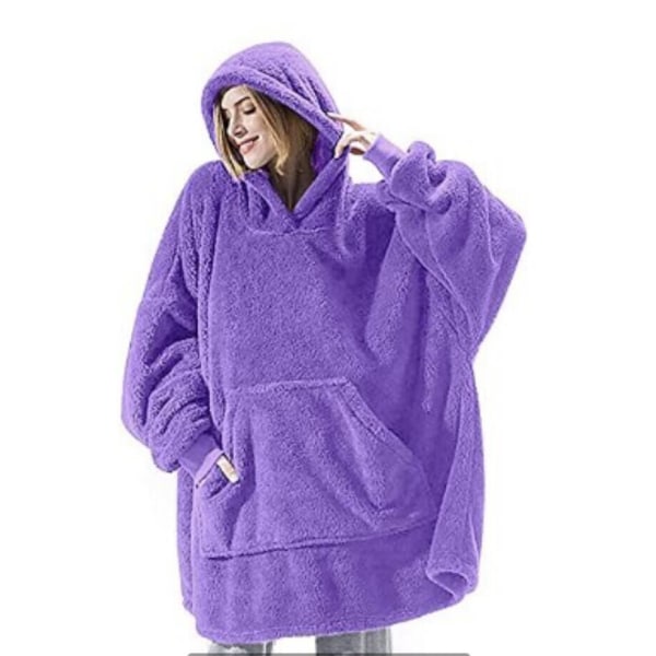 Mub- Höst och vinter casual lös tjock plysch parets hemkläder plysch hoodie filt purple 100cm