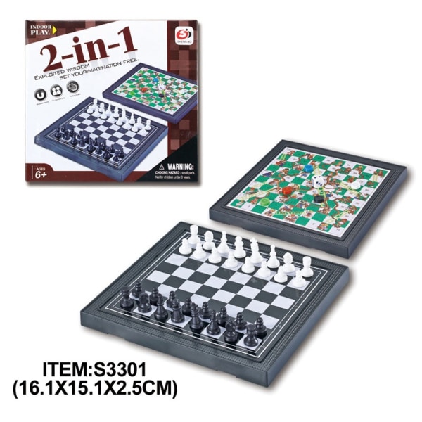 Mub- Allt-i-ett schackbräde för barn, dam, schack, ormschack, flygande schack, schack, förälder-barn interaktiva leksaker 2-i-1 schack/ormschack