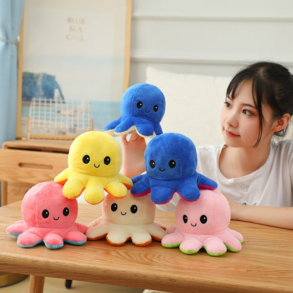Mub- Blækspruttebamse plyslegetøj sød blækspruttebamse dobbeltsidet flip blæksprutte Colorful/Colorful 20cm