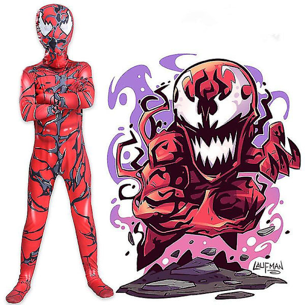 Halloween Venom 2 Punainen Musta Venom Yksikappaleen Body Karnevaali Juhla-asu -a 130