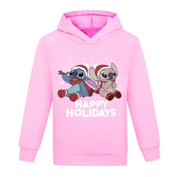 Mub- Stitch jul træningsoverall hoodie trøje Christmas pink 110cm