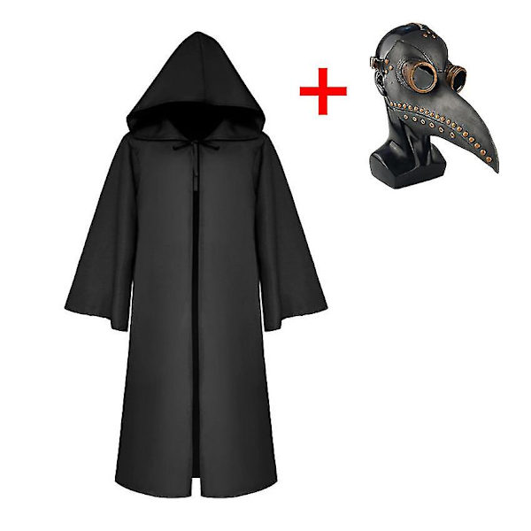 Ruttolääkäri Reaper Lapset Cosplay Karnevaali Halloween Puku Lapsille Musta Kuolema Puku Ruttolääkäri Maski Steam Punk Maski -a L Black Suit with mask
