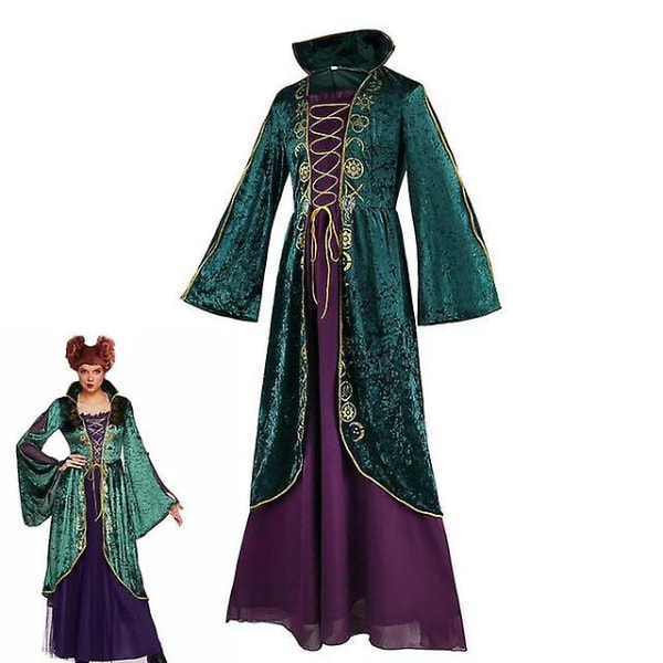 Naisten Hocus Pocus Winifred Sanderson Naisten Cosplay-asu Mekko Sametti Halloween Karnevaali Asuja Aikuisille Naisille S-3xl -a XXL