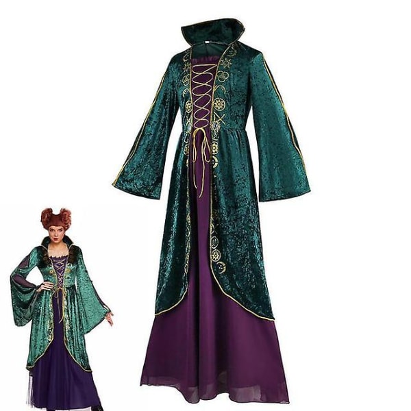 Women Hocus Pocus Winifred Sanderson Womens Cosplay Costume Dress Velvet Halloween Carnival Costumes For Adult Women S-3xl -a L