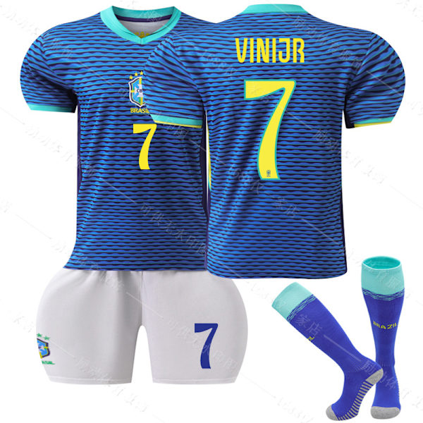 Mub- 2425 Brasilien Away fotbollströja 7 VINI.JR 22