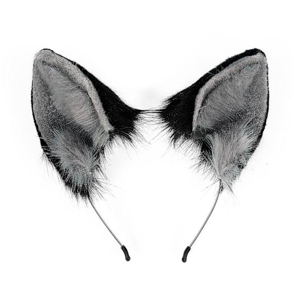 Søt Fox Wolf Cat Ear Hodebånd Dampannbånd Live Hodeplagg Grå