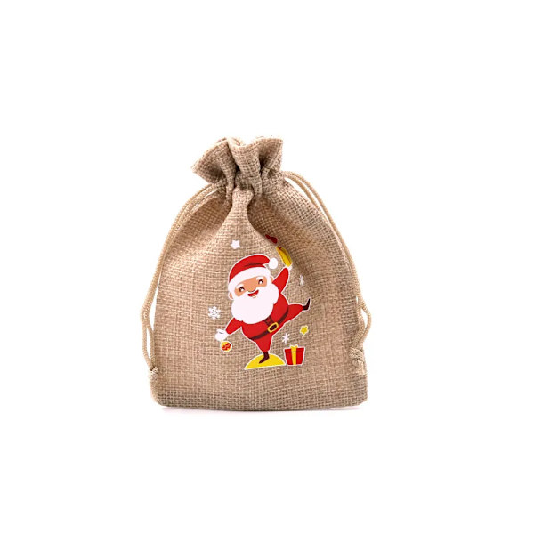 Mub- 10x14cm Julegaver Festdekorationer Julelinned Slikposer Med Snore Jute Burlap Gavepose Burlap Pose X2072 S02-1 Santa claus