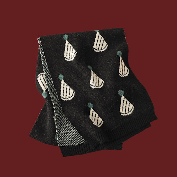 Mub - Allsidig julegenser i ull, fawn, elgtrykk, snøfnugg for å holde varmen Small hat black
