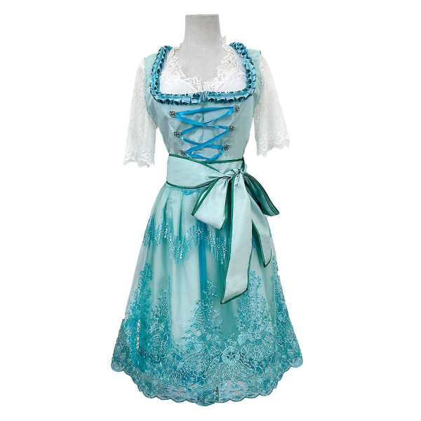 Kvinners Dirndl Midikjole Dirndl Kjole 3-delt Kostyme Kjolesett Inkludert Blonder Dirndl Forkle Kostyme Mote For Ølfestival -a Light Green 2XL